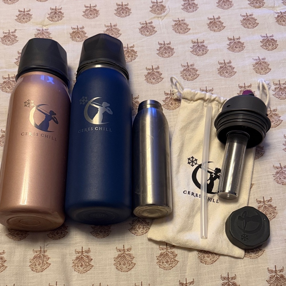 Ceres Chill Insulated Bottles - Rose Gold and Blue